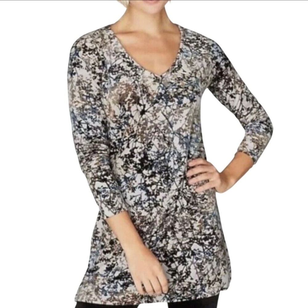 J. Jill Pure Jill Zinc Calm Vibes Velour Plussize Tunic Top Cream Gray Size 2X